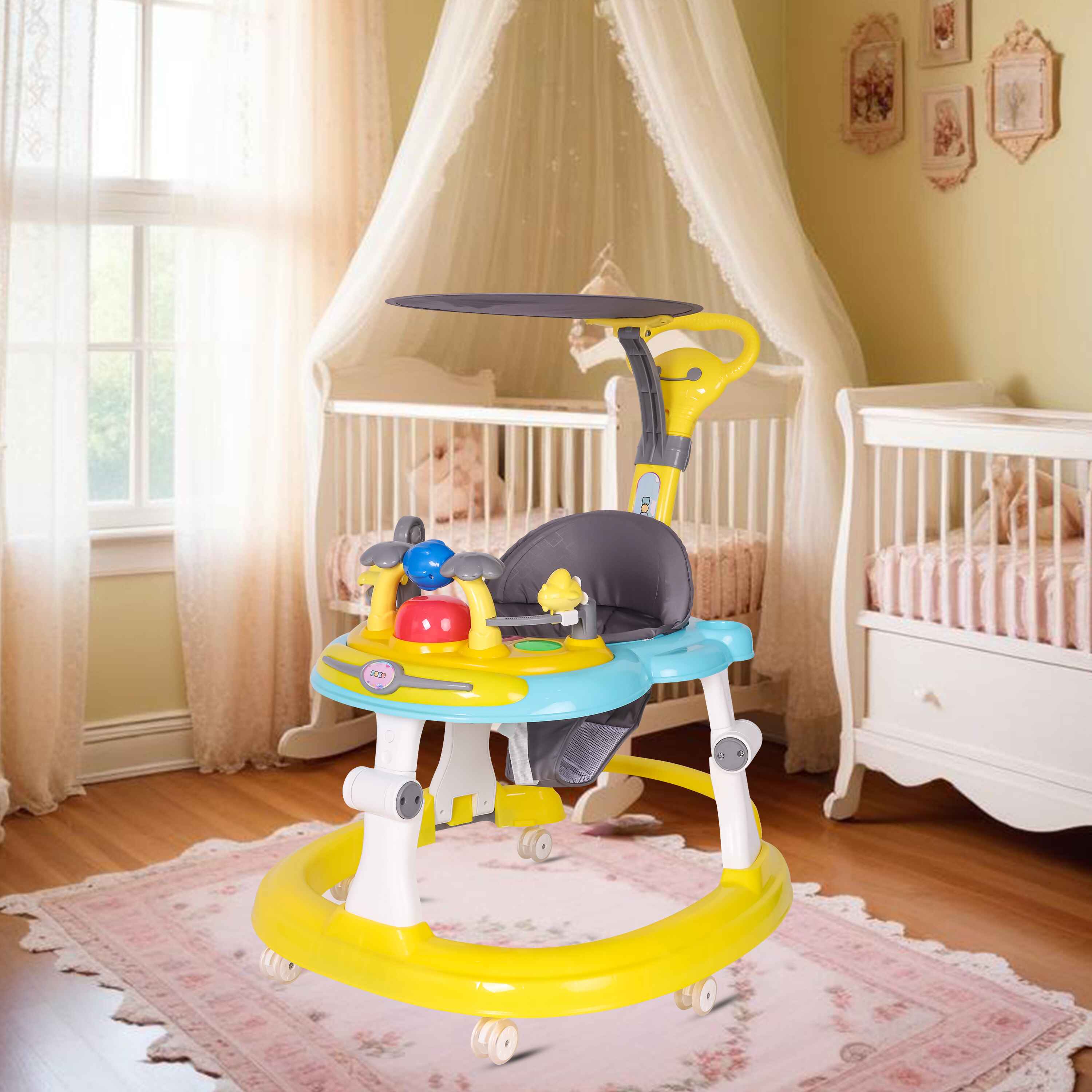 Koko Twita Baby Walker With Sun Shield - Yellow